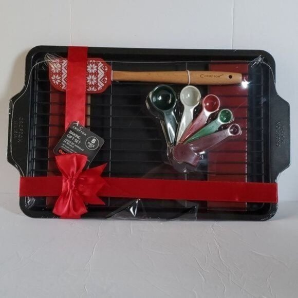 8 piece Baking Gift Set Spatula Measuring Spoons Rack Sheet Pan Cooking COOKIE - Picture 8 of 8
